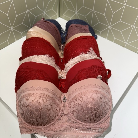 7 Women's‎ Ladies Pattern Lace Color Gentle PUSH UP Bra Full Cup 32D - Picture 1 of 15